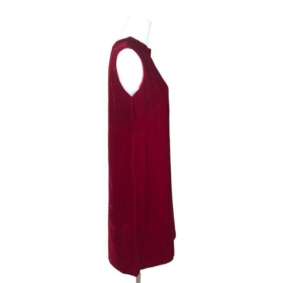VINTAGE Red Velvet Sleeveless Shift Dress - Sz 8-10 WOW 🤩 - Picture 4 of 9
